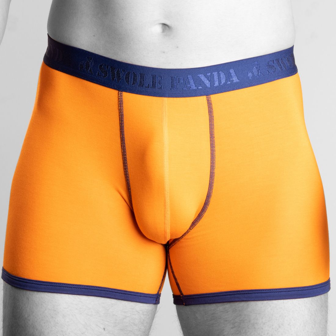 Bamboo Boxers - Orange / Blue Band Swole Panda