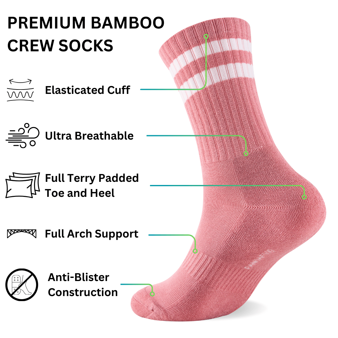 3 Pairs Premium Bamboo Crew Socks - Panda Food Bamboo Socks