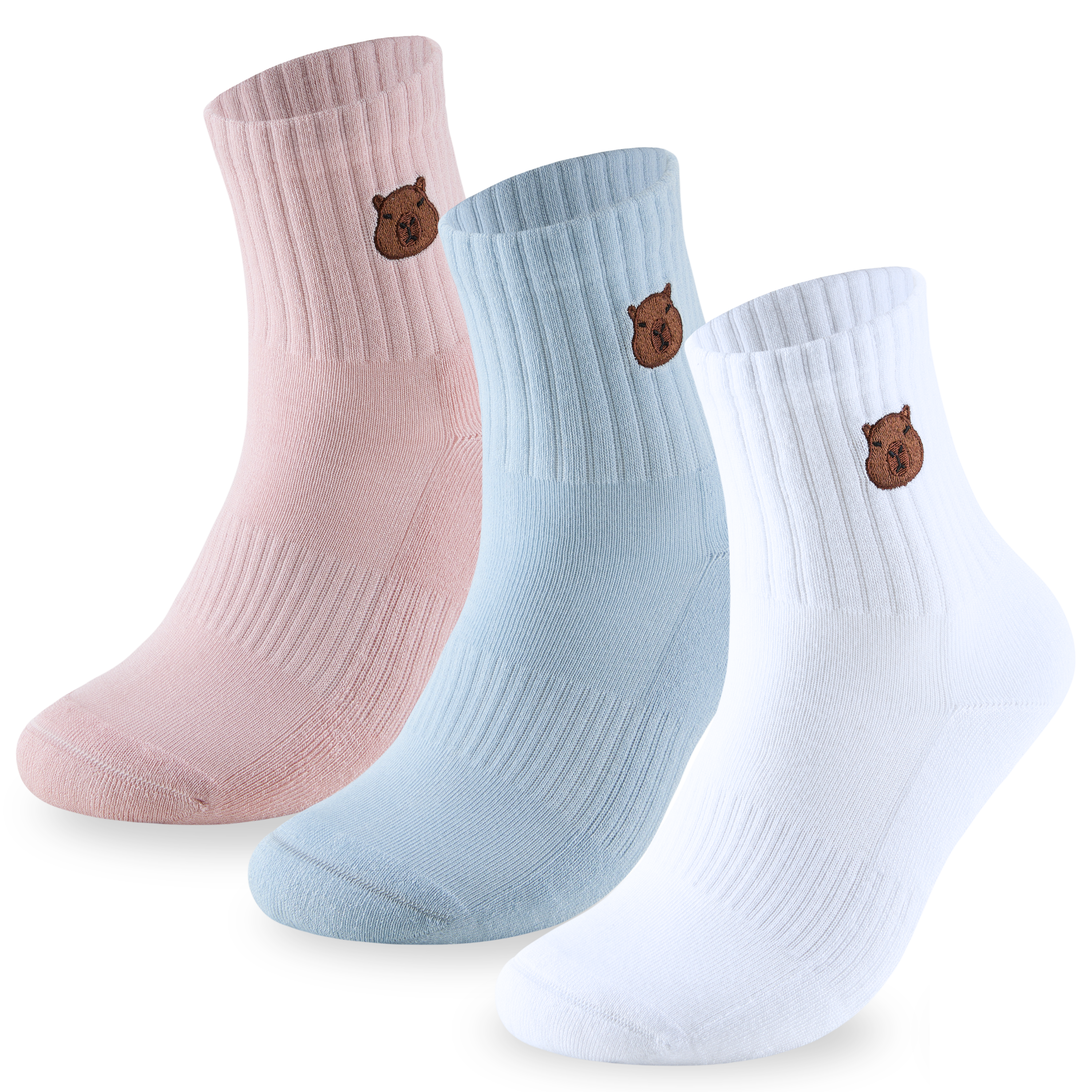 Bamboo Embroidered Animal Socks Panda Food