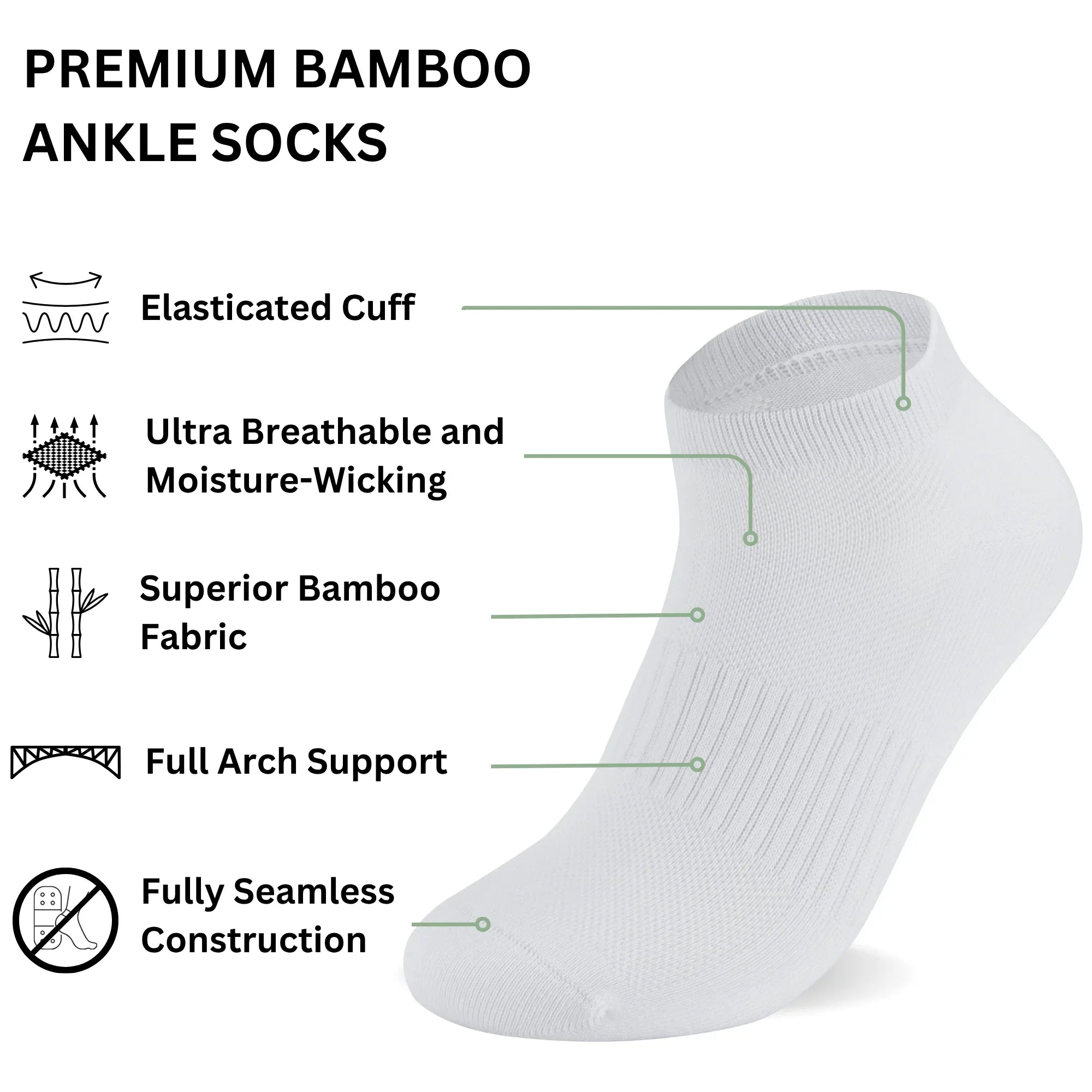 Bamboo Ankle Trainer Socks - 6 Pairs - Panda Food Bamboo Socks