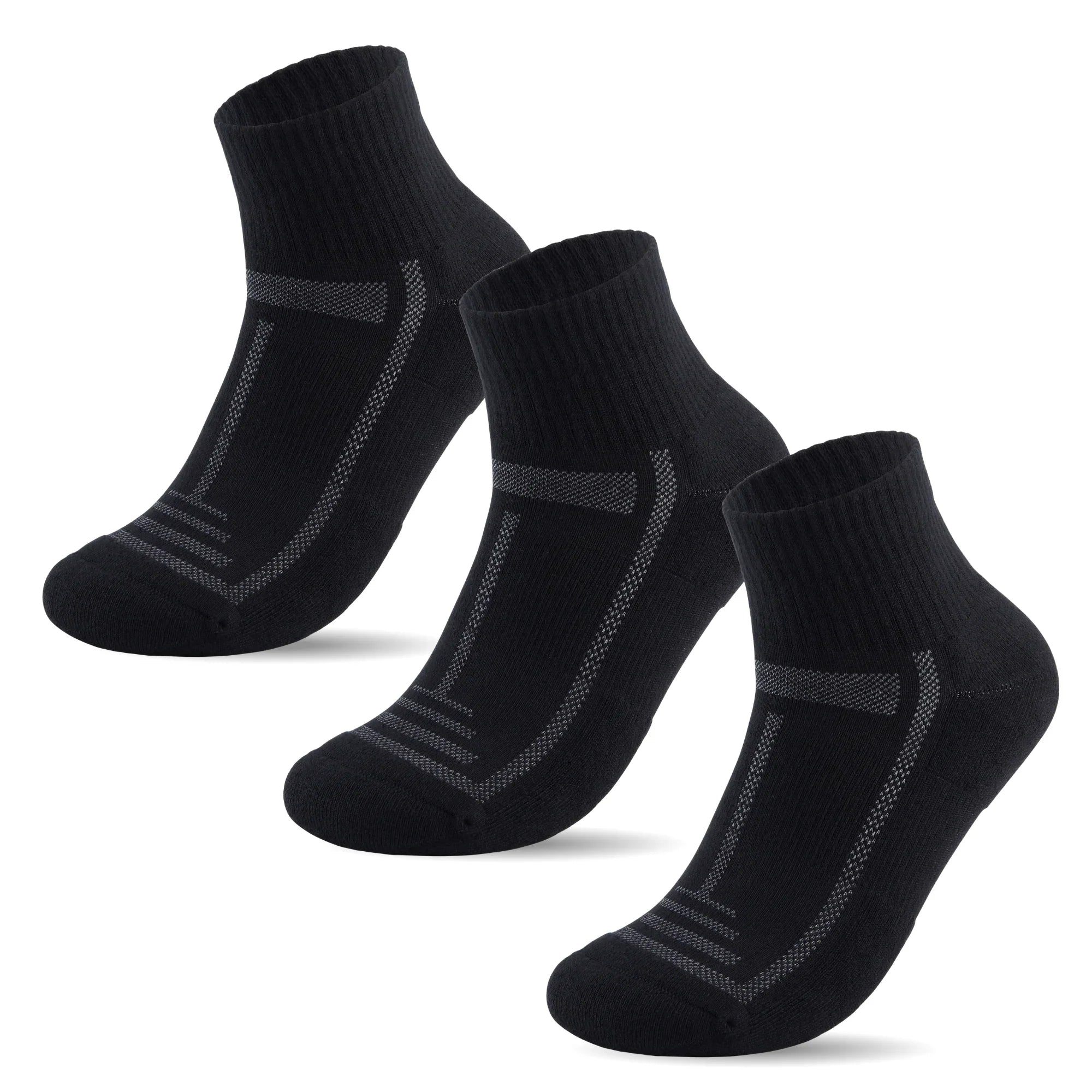 Bamboo Cushioned Quarter Socks - 3 Pairs - Black - Panda Food Bamboo Socks