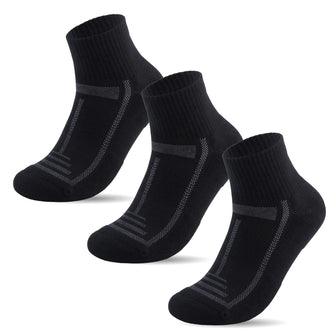 Bamboo Cushioned Quarter Socks - 3 Pairs - Black - Panda Food Bamboo Socks