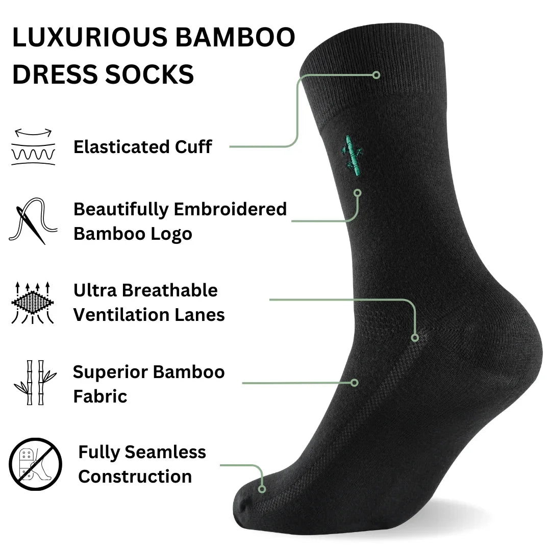 Bamboo Mens Dress Socks - UK 7 - 11 - Panda Food Bamboo Socks