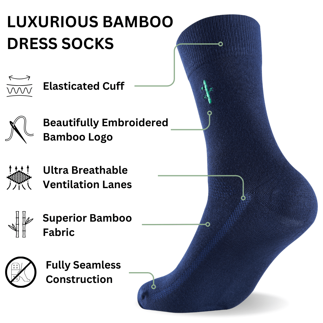 Bamboo Mens Dress Socks - UK 7 - 11 - Panda Food Bamboo Socks