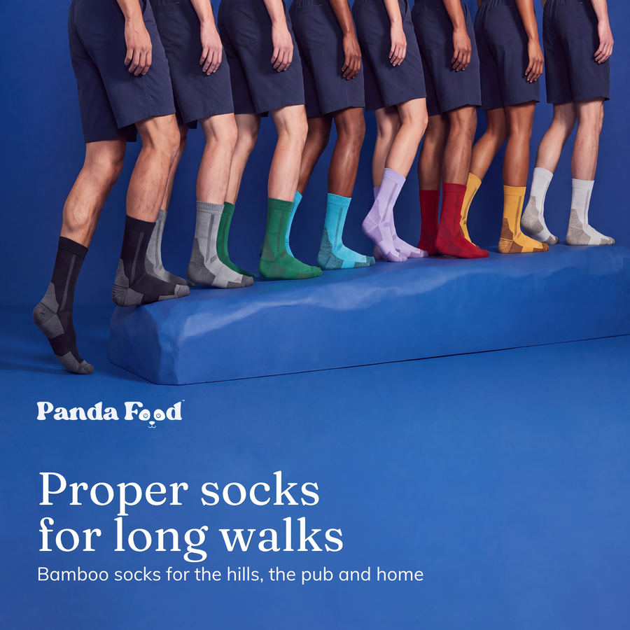 Proper socks for long walks. Bamboo socks for the hills, the pub and home.