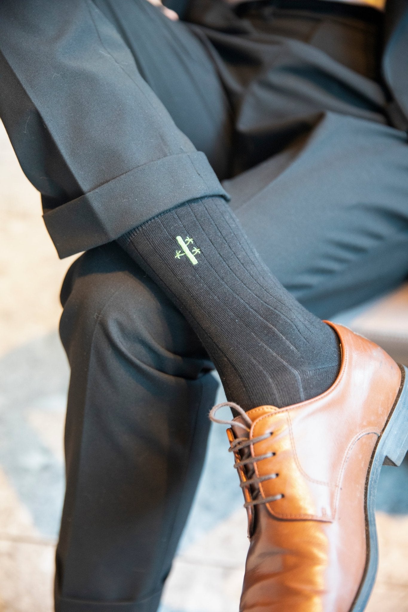 Premium Ribbed Bamboo Dress Socks - Panda Food Bamboo Socks