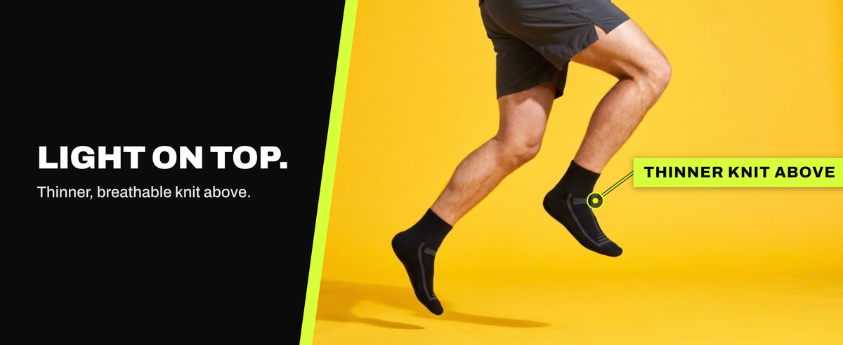 Light on top. Thinner, breathable knit above.