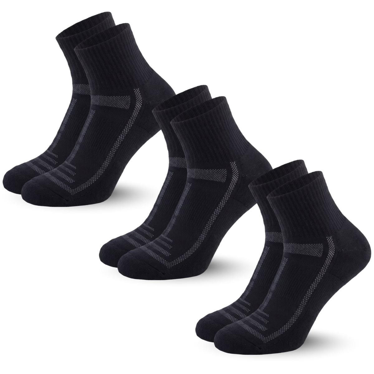 Panda Food cushioned bamboo quarter socks, 3 pairs, Black