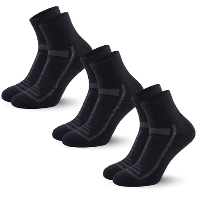 Panda Food cushioned bamboo quarter socks, 3 pairs, Black