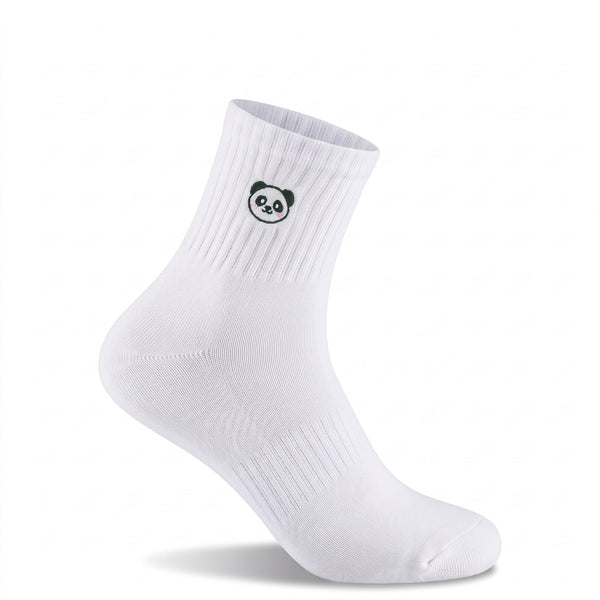 Bamboo Embroidered Animal Socks, Ivory
