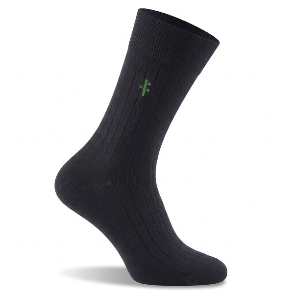 Bamboo Ribbed Dress Socks, Black