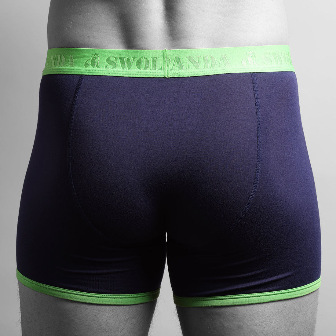 Bamboo Boxers - Navy / Green Band Swole Panda
