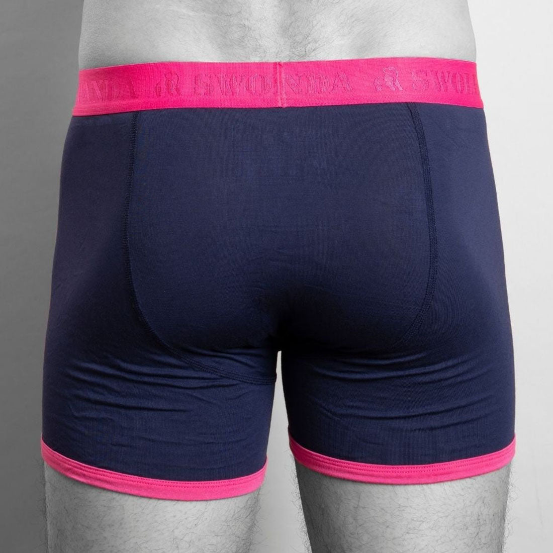 Bamboo Boxers - Navy / Pink Band Swole Panda