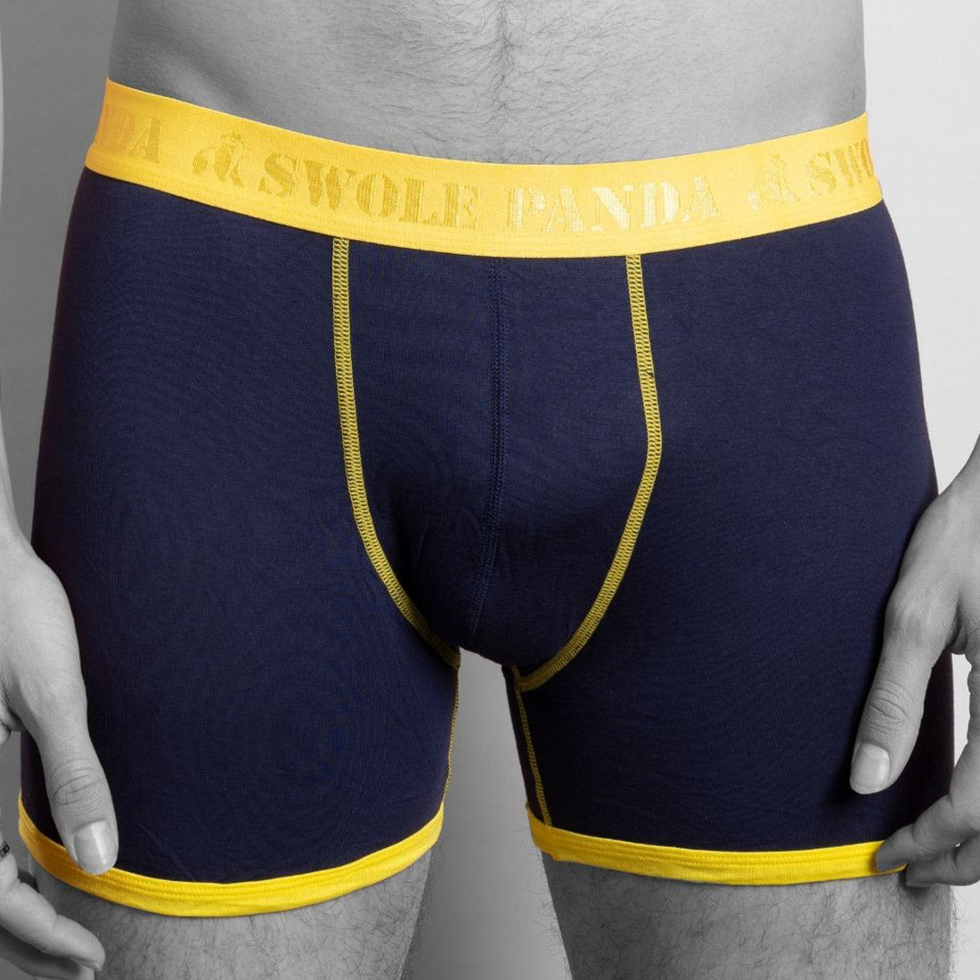Bamboo Boxers - Navy / Yellow Band Swole Panda