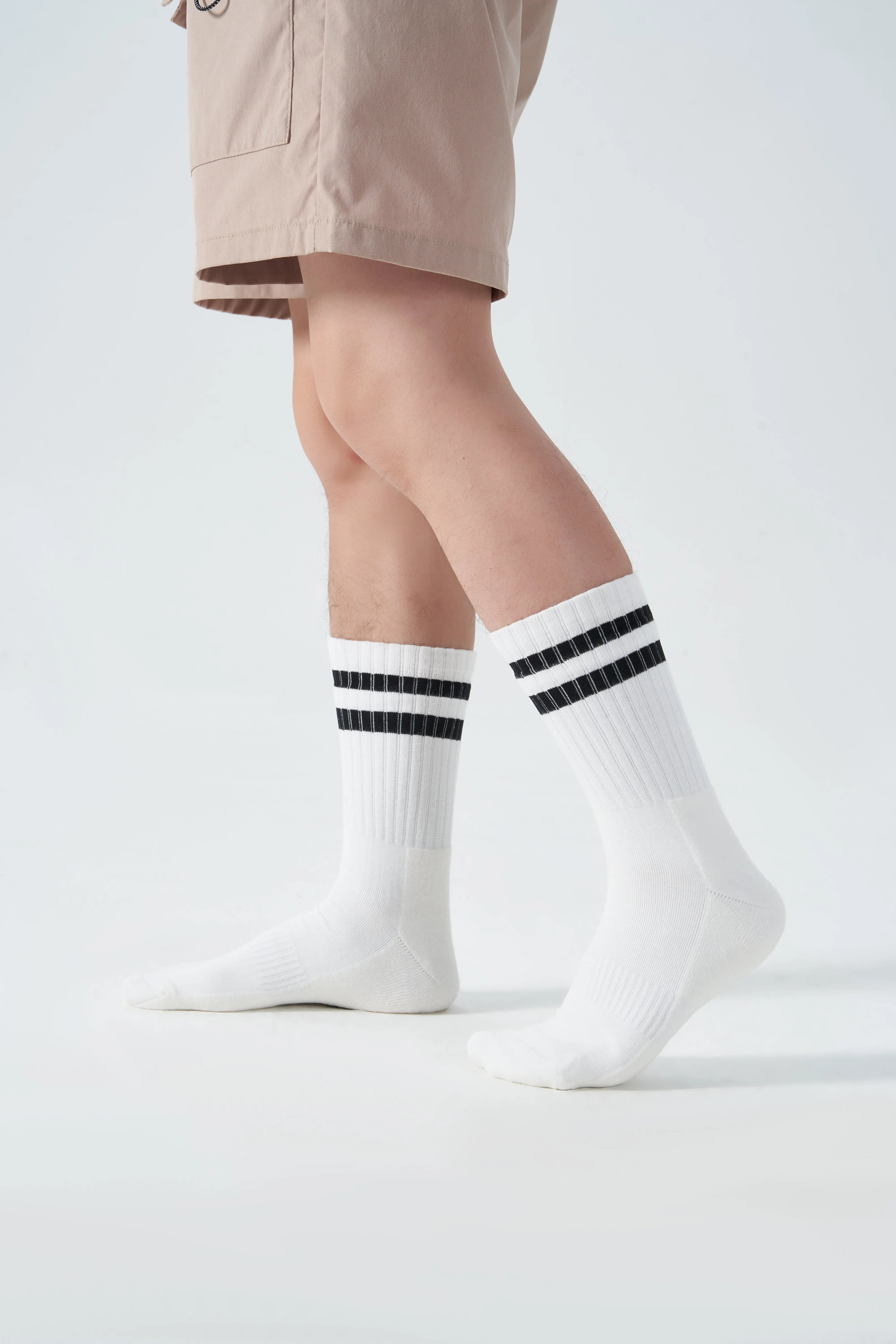 3 Pairs Premium Bamboo Crew Socks Panda Food