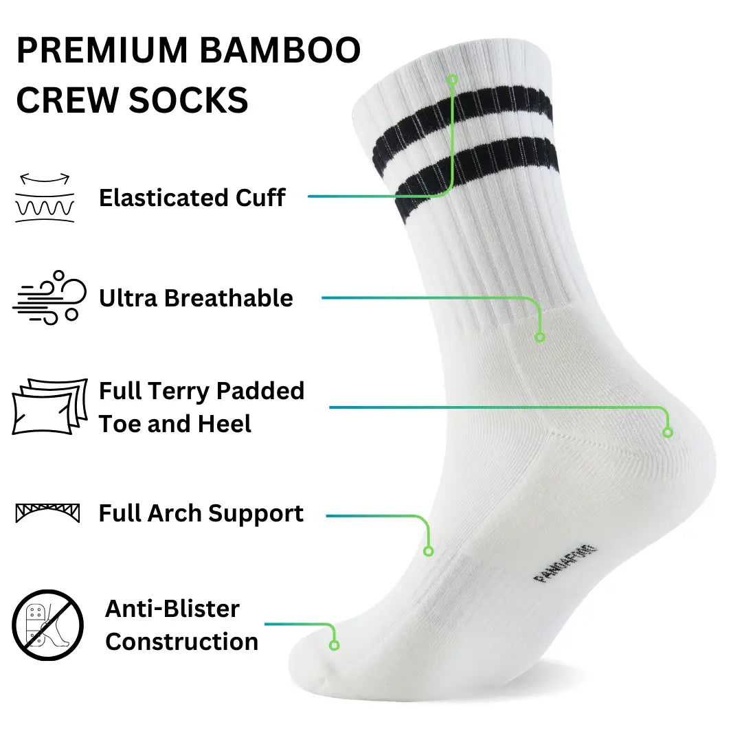 3 Pairs Premium Bamboo Crew Socks Panda Food
