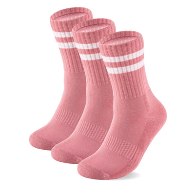 Bamboo Crew Socks, 3 pairs · Size 4-8 · Coral