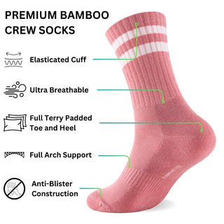 3 Pairs Premium Bamboo Crew Socks - Panda Food Bamboo Socks