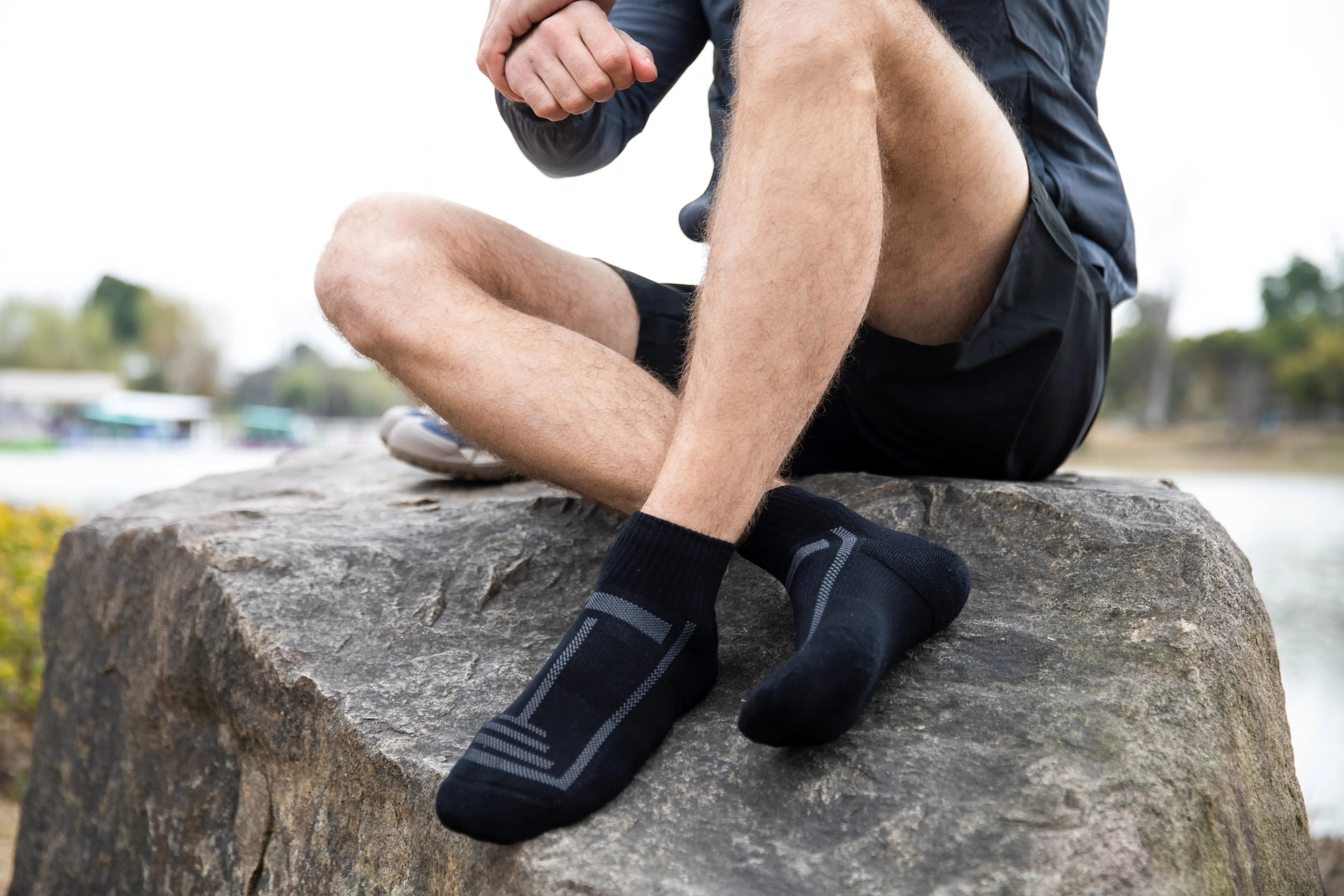 Bamboo Cushioned Quarter Socks - 3 Pairs - Black Panda Food