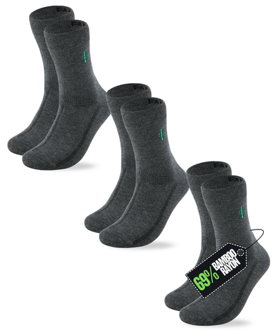 Bamboo Dress Socks, 3 pairs · Size 7-11 · Grey