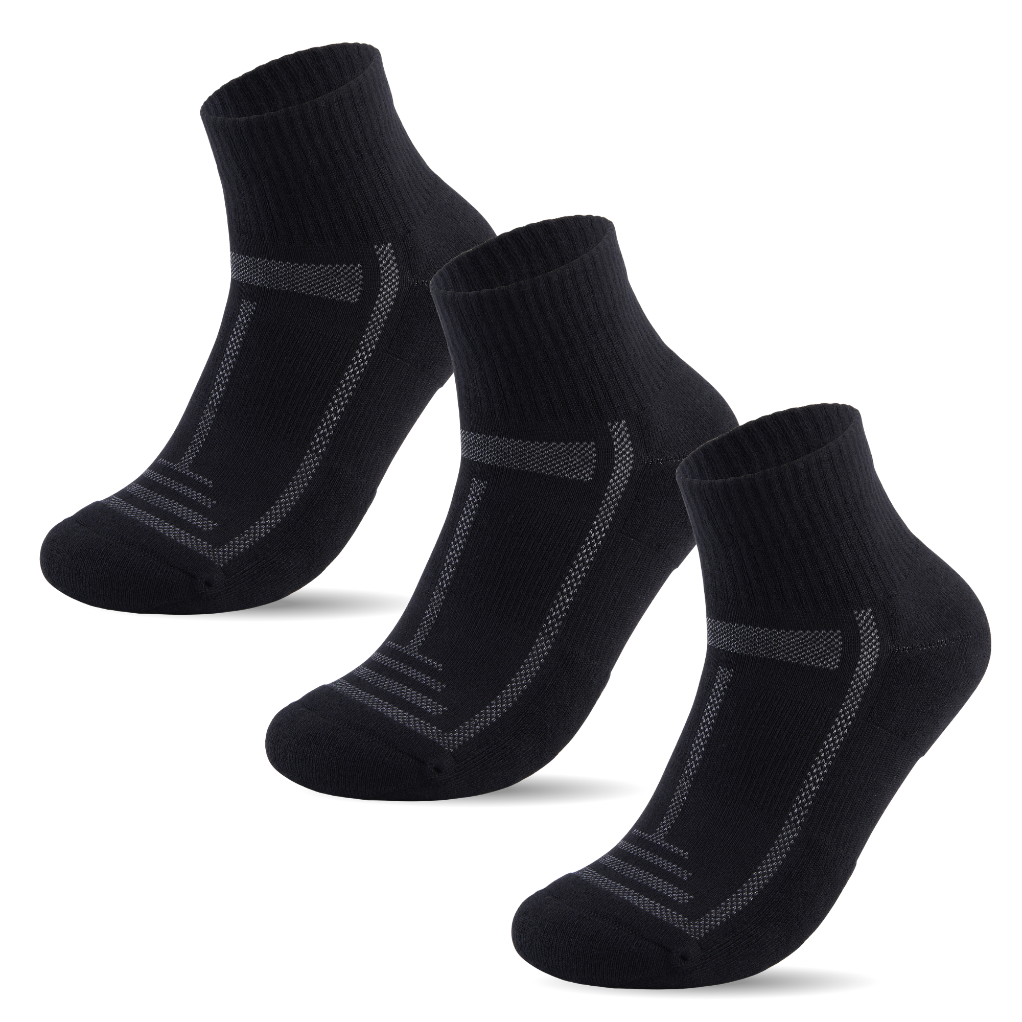 Bamboo Cushioned Quarter Socks - 3 Pairs - Black Panda Food