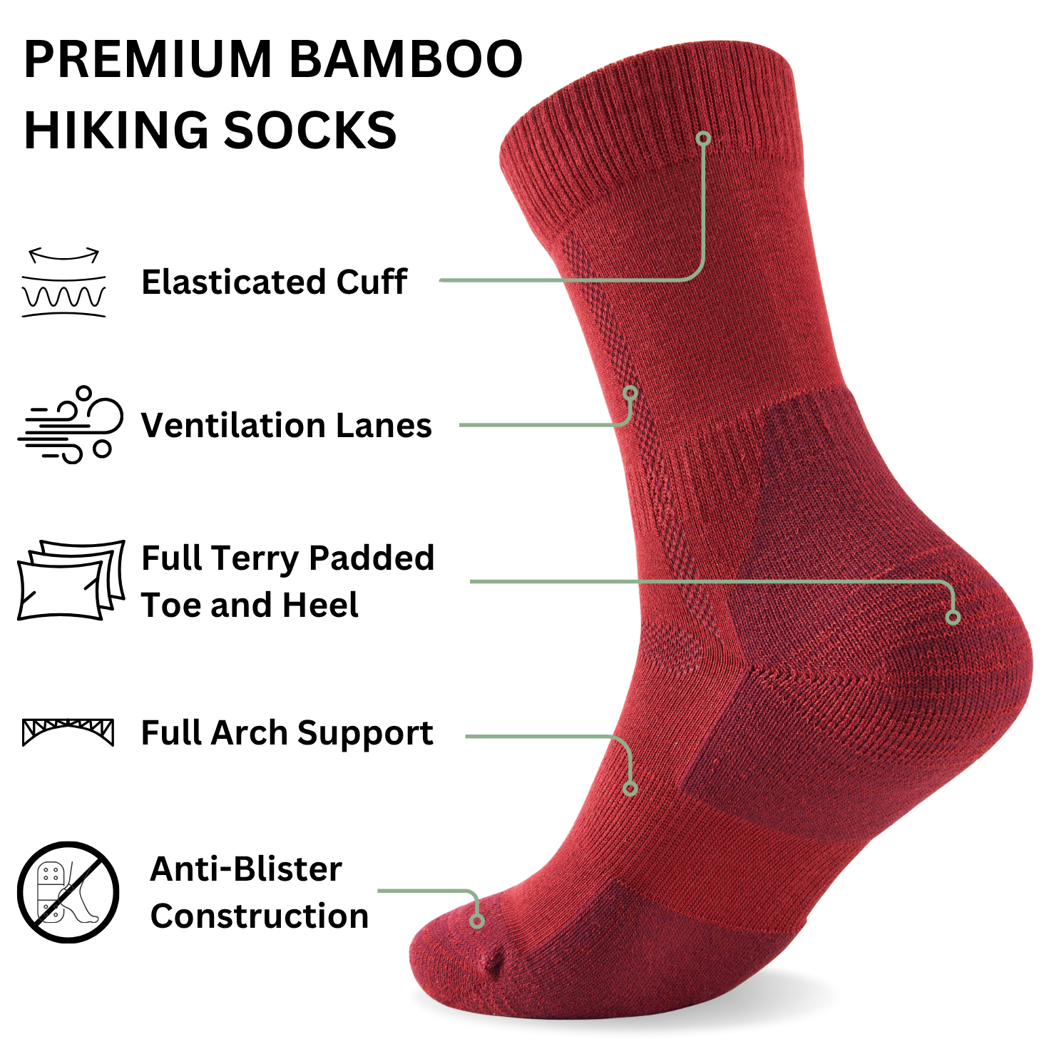 Bamboo Hiking Socks Panda Food