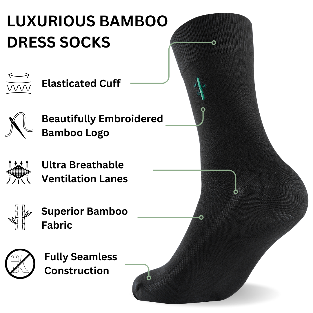 Bamboo Mens Dress Socks - UK 7-11 Panda Food