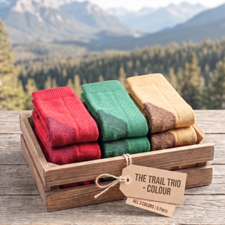 The Trail Trio — Colour | 9 Pairs of Bamboo Walking Socks | UK 7-12 Panda Food