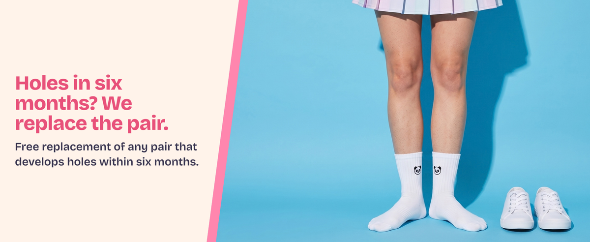 Holes in six months? We replace the pair. Free replacement of any pair that develops holes within six months.