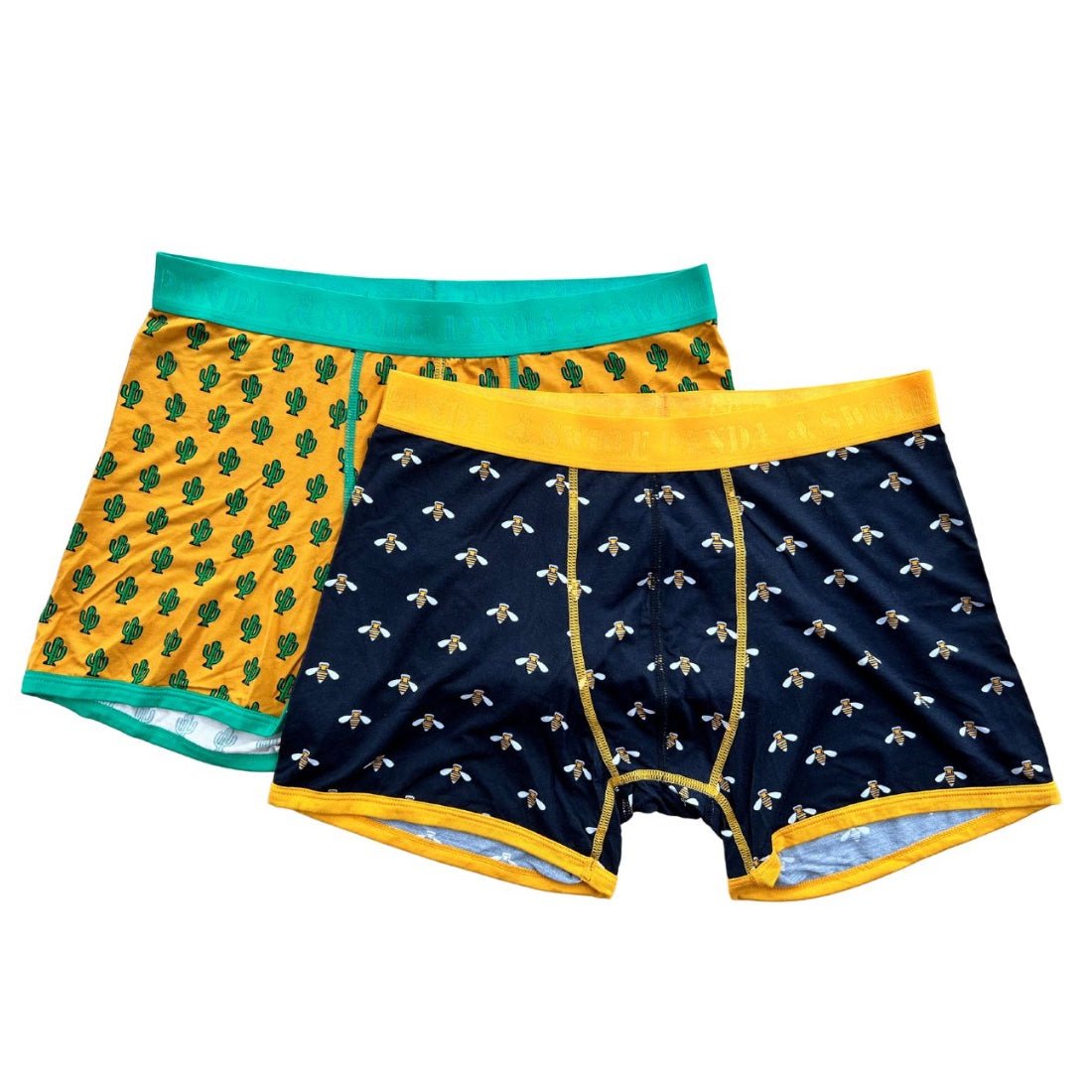 Bamboo Boxers 2 Pack - Bumblebee / Cactus - Panda Food Bamboo Socks