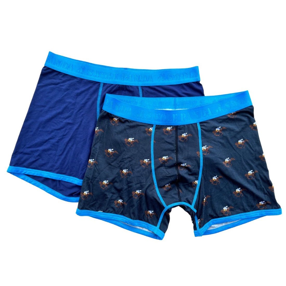 Bamboo Boxers 2 Pack - Navy Blue / Racehorses - Panda Food Bamboo Socks