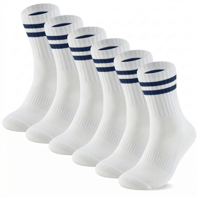 Bamboo Crew Socks, 6 pairs · Size 4-8 · Ivory