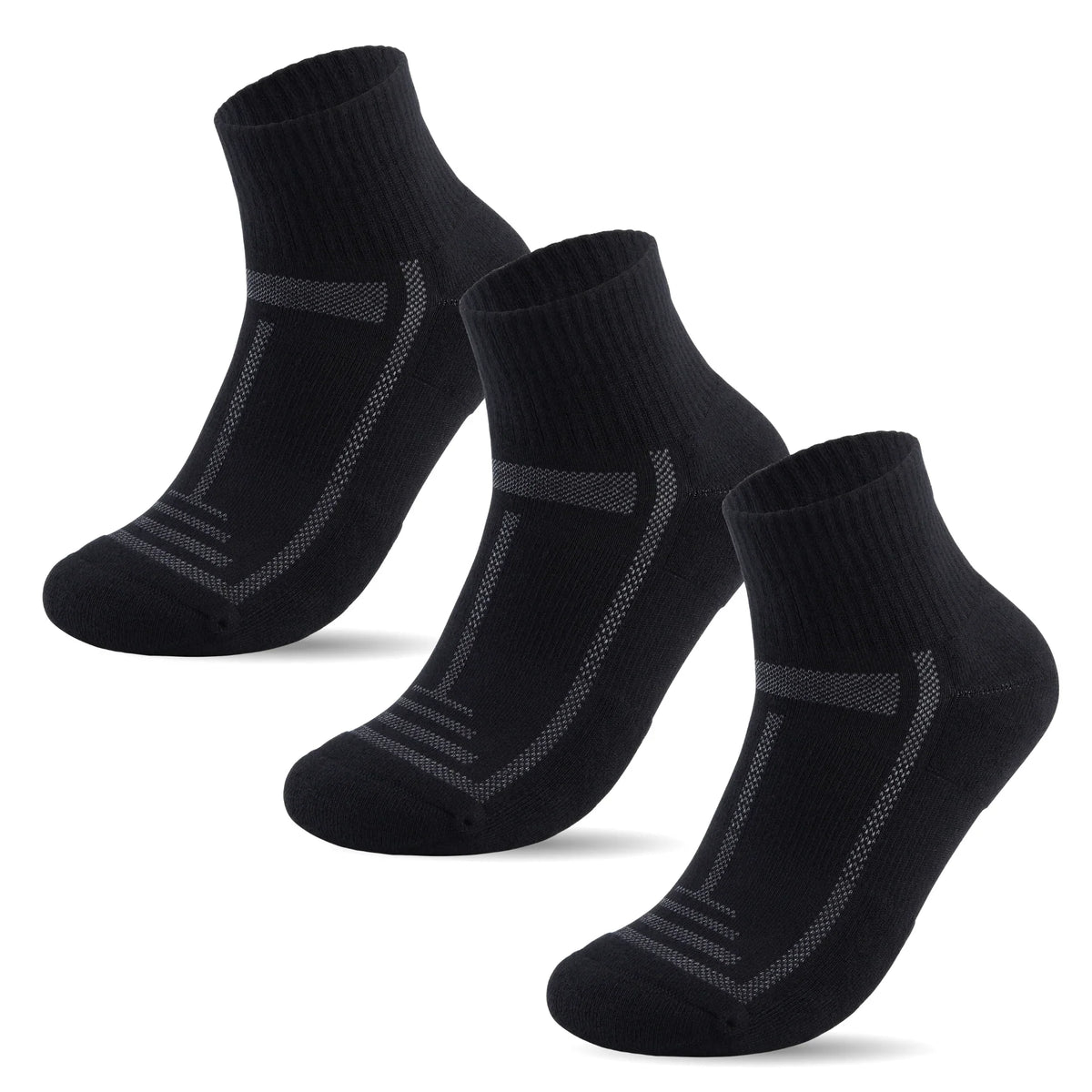 Bamboo Cushioned Quarter Socks - 3 Pairs - Black - Panda Food Bamboo Socks