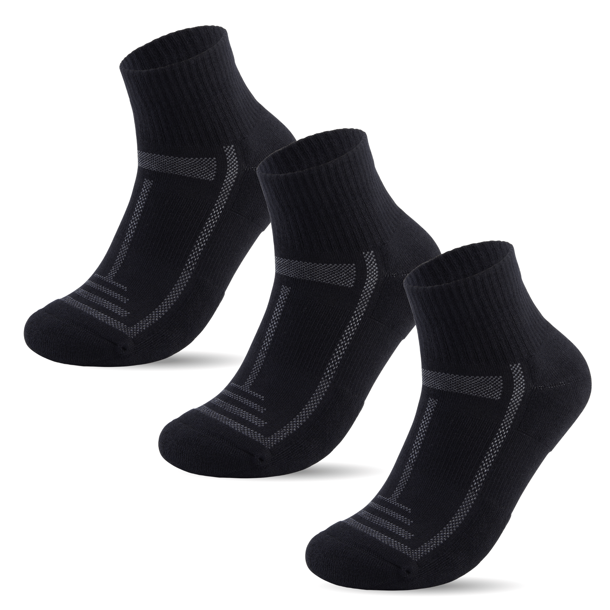 Bamboo Cushioned Quarter Socks - 3 Pairs - Black - Panda Food Bamboo Socks