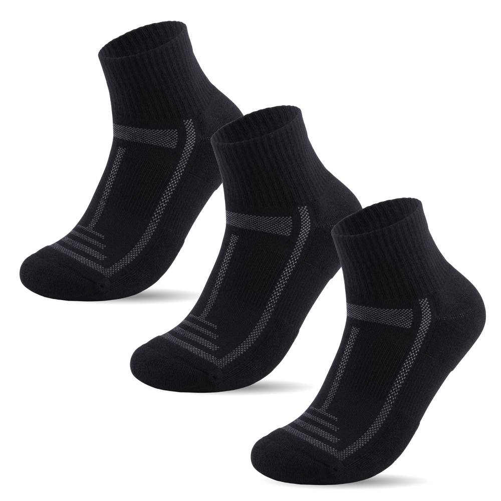 Bamboo Cushioned Quarter Socks - 3 Pairs - Black - Panda Food Bamboo Socks