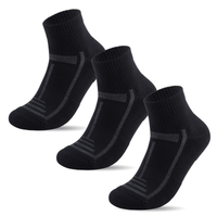 Bamboo Cushioned Quarter Socks - 3 Pairs - Black - Panda Food Bamboo Socks