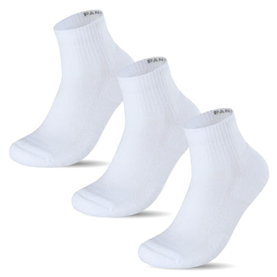 Bamboo Cushioned Quarter Socks, 3 pairs · Size 4-8 · White