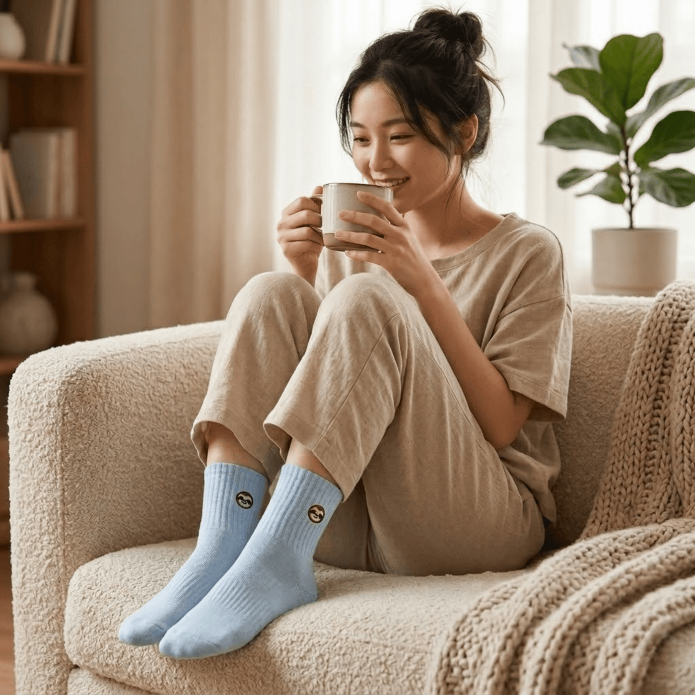 Bamboo Embroidered Animal Socks - Panda Food Bamboo Socks