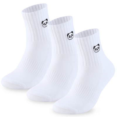 Bamboo Embroidered Animal Socks, 3 pairs · Size 4-8 · Ivory - Panda