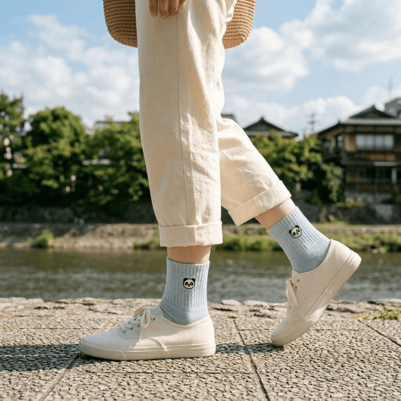 Bamboo Embroidered Animal Socks - Panda Food Bamboo Socks