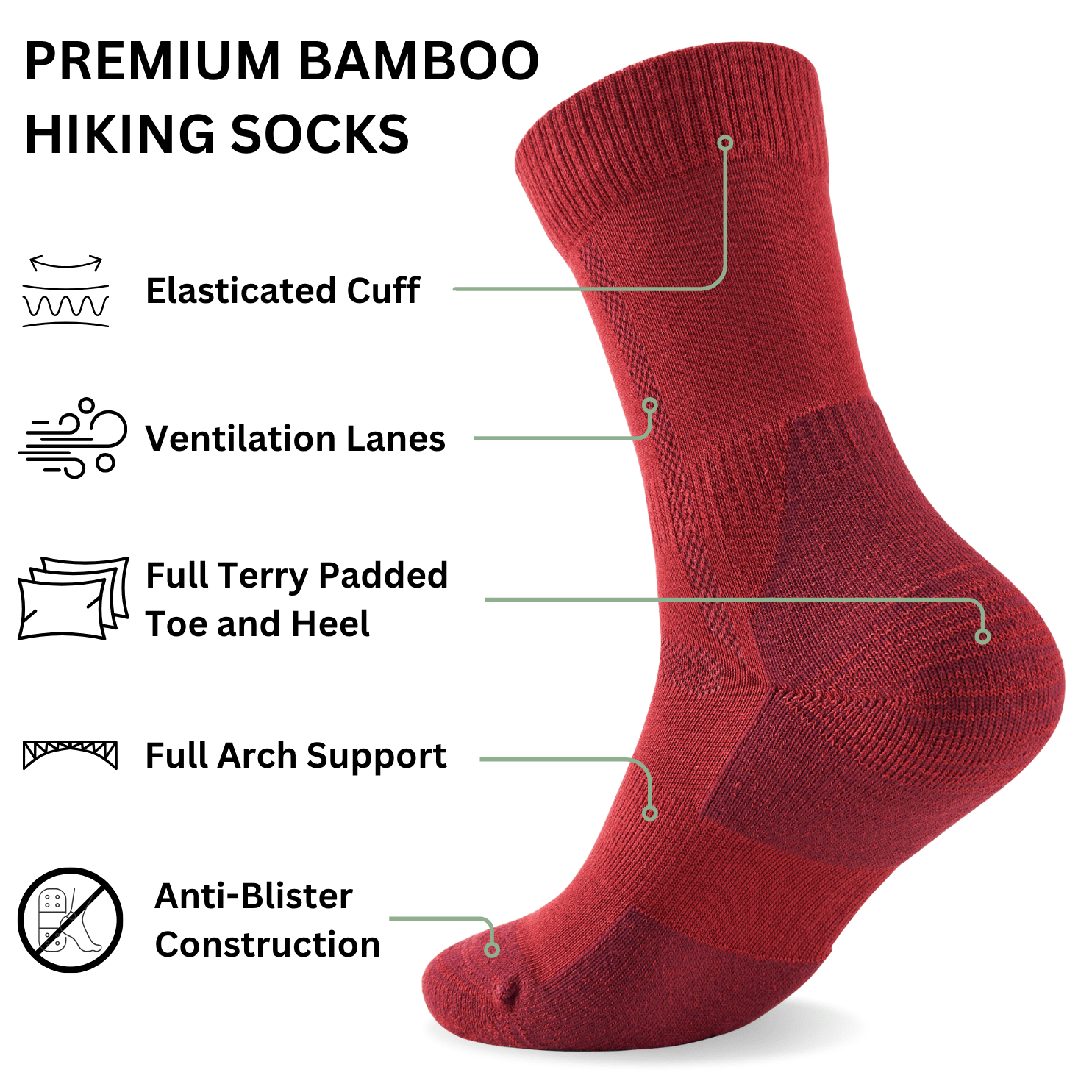 Bamboo Hiking Socks - Panda Food Bamboo Socks