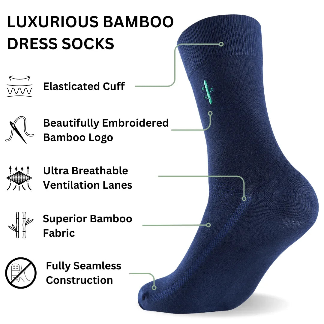 Bamboo Mens Dress Socks - UK 7 - 11 - Panda Food Bamboo Socks