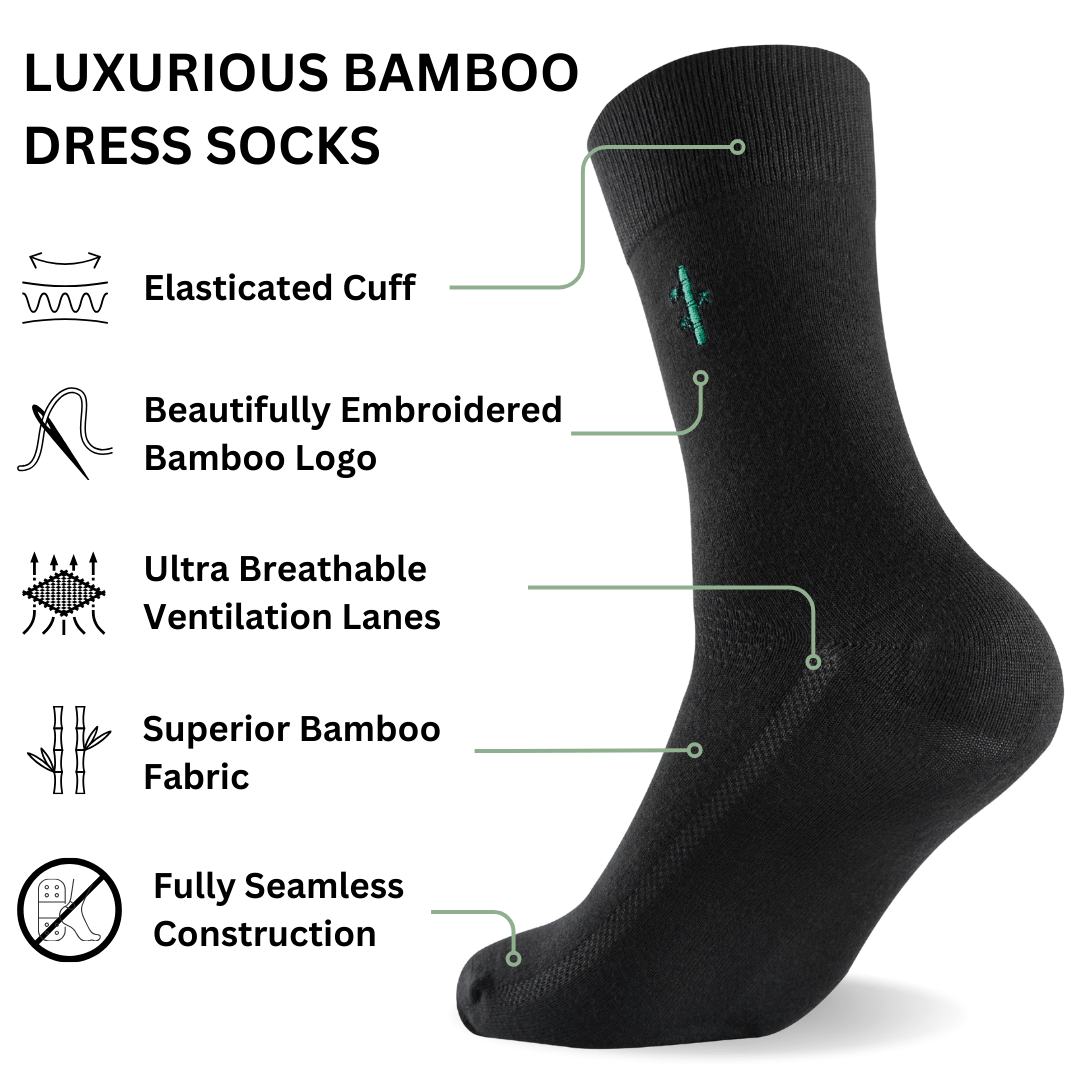 Bamboo Mens Dress Socks - UK 7 - 11 - Panda Food Bamboo Socks