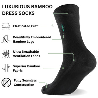 Bamboo Mens Dress Socks - UK 7 - 11 - Panda Food Bamboo Socks