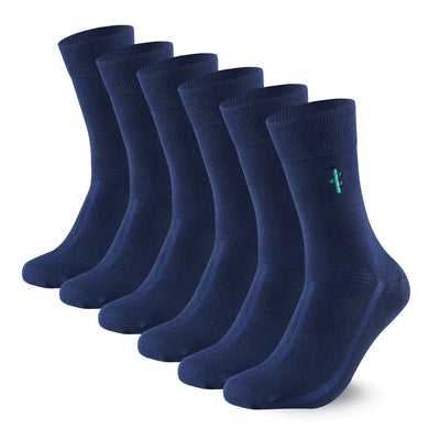 Bamboo Dress Socks, 6 pairs · Size 7-11 · Navy Blue