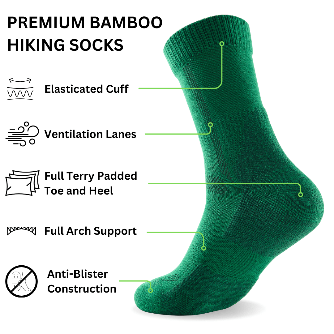 Bamboo Outdoor Walking Hiking Socks - 3 Pairs - Panda Food Bamboo Socks