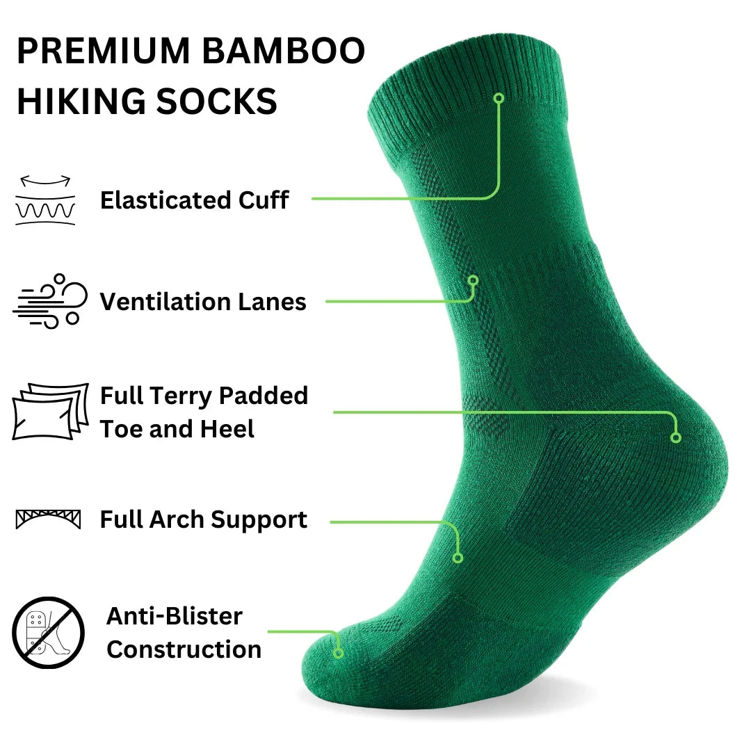 Bamboo Outdoor Walking Hiking Socks - 3 Pairs - Panda Food Bamboo Socks