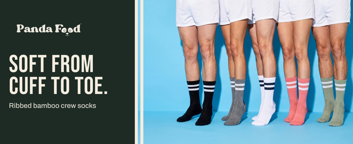 Soft from cuff to toe. Ribbed bamboo crew socks, in five colours.