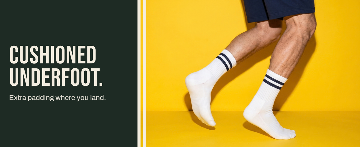 Cushioned underfoot. Extra padding where you land.