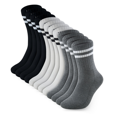 Bamboo Crew Socks, 6 pairs · Size 7-12 · Ivory/Slate/Charcoal
